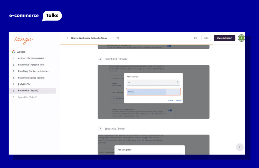 Tango.us automatic instruction creator for best ecommerce platform