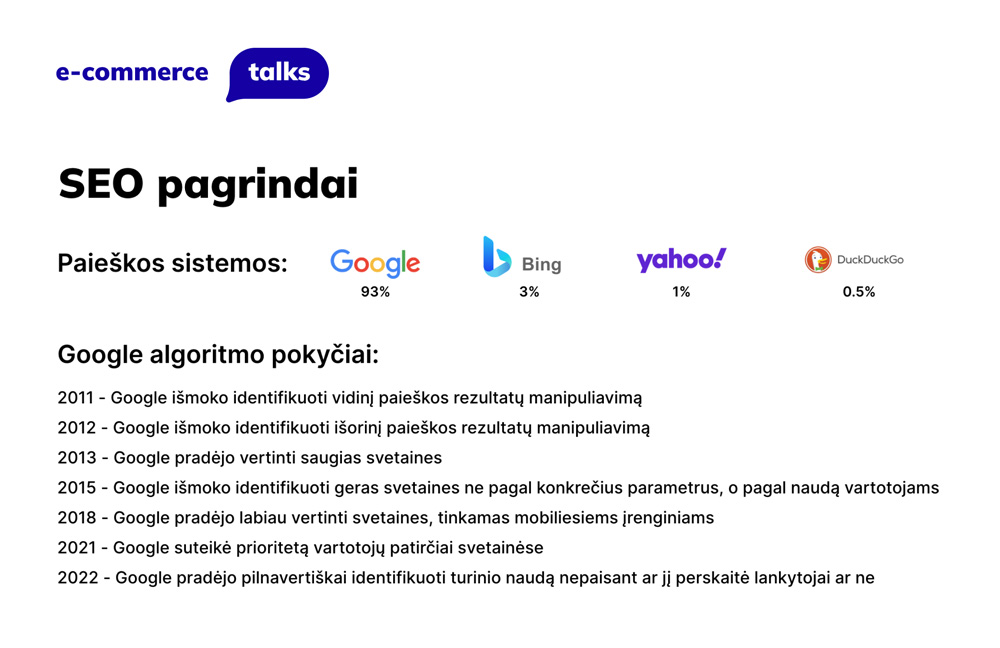 Google's algorithm improvement timeline.